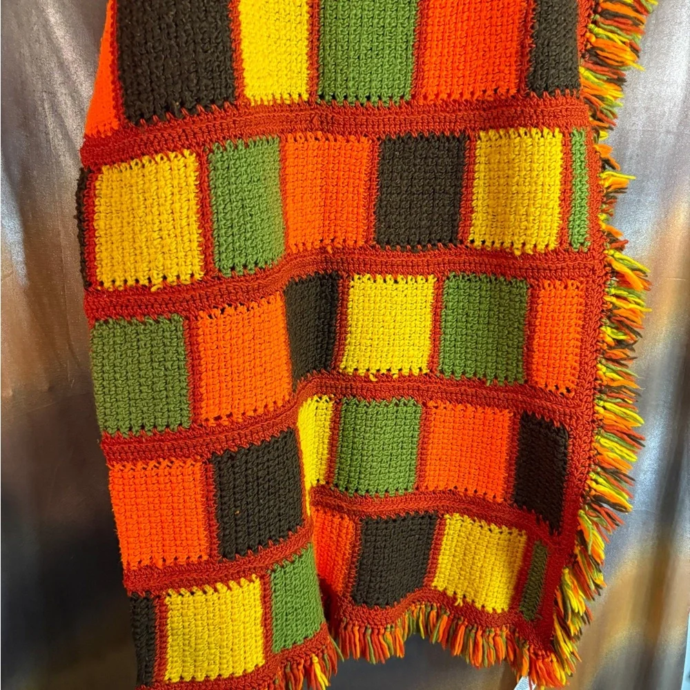 Colorful Crochet‎ 70’s Patchwork Blanket bag b47